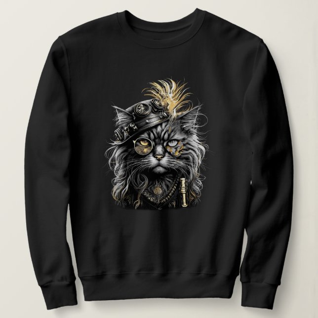 Camiseta Gato Steampunk Incrível  (Frente do Design)