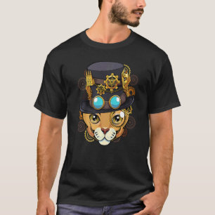 Camiseta Gato Steampunk Medieval Mecânico Vitoriano Fofo K