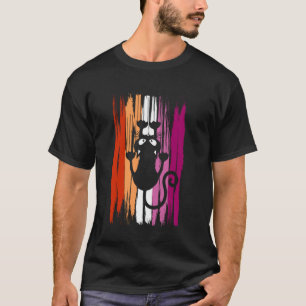 Camiseta Gato Subindo com Arranhões e Cores Orgulho Lésbico