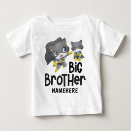 Camiseta Gato Super-Herói Irmão Mais Velho Ilustração Nome 