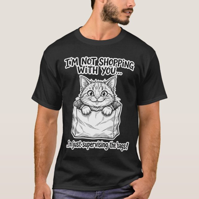 Camiseta Gato Supervisor de Sacola de Compras (Frente)