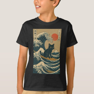 Camiseta Gato Surfando Japonês