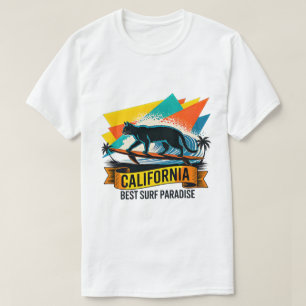 Camiseta Gato Surfista de Verão - Vibrações Radicais de Pra