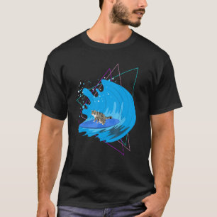 Camiseta Gato Surfista Esporte Aquático Ondas Oceano Surfis