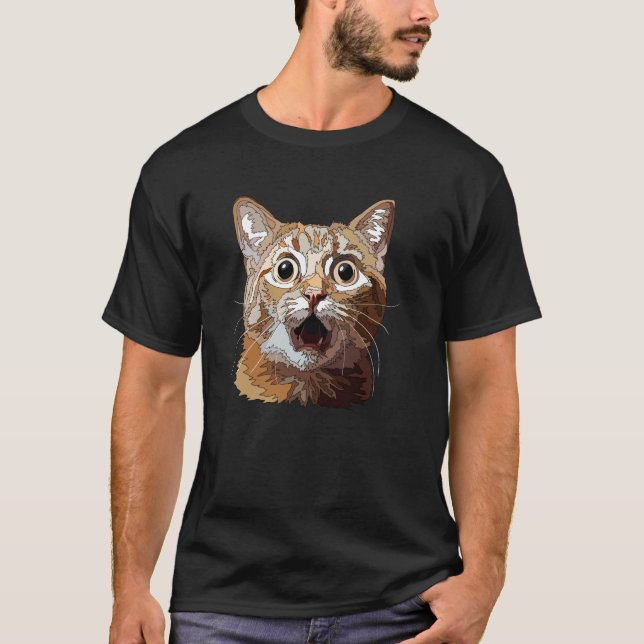 Camiseta Gato Surpreso Engraçado (Frente)