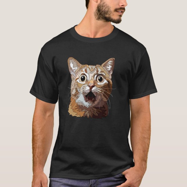 Camiseta Gato Surpreso Engraçado (Frente)