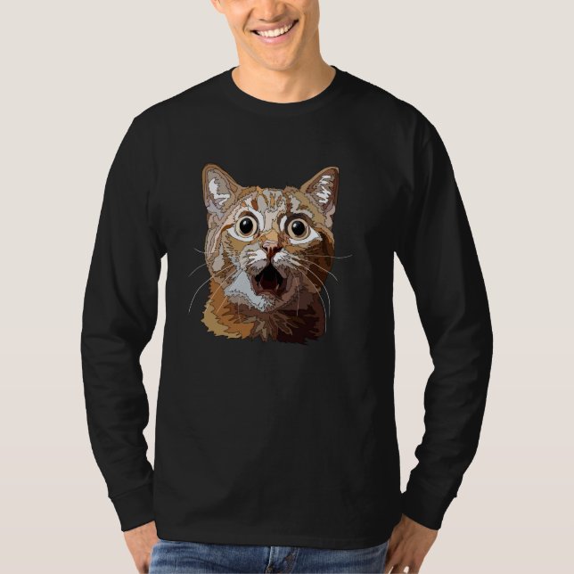 Camiseta Gato Surpreso Engraçado (Frente)