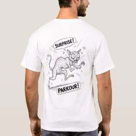 Camiseta gato surpreso ilustração engraçada meme design