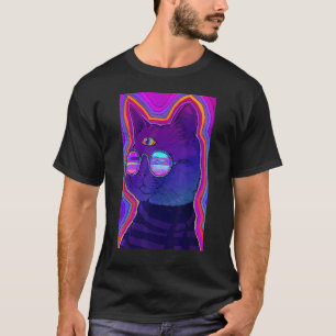 Camiseta Gato Surreal Trippy Estética Acidwave Surrealismo