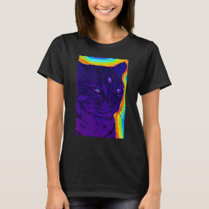 Camiseta Gato Surreal Trippy Estética Acidwave Surrealismo