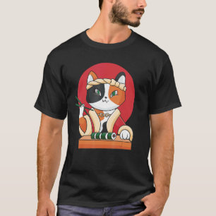 Camiseta Gato Sushi Cartoon Comida Pet Peixe