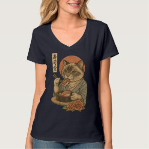 Camiseta Gato Sushi – Gato Elegante ao Estilo Japonês Comen