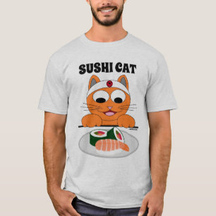 Camiseta GATO SUSHI Samurai Japonês Gato