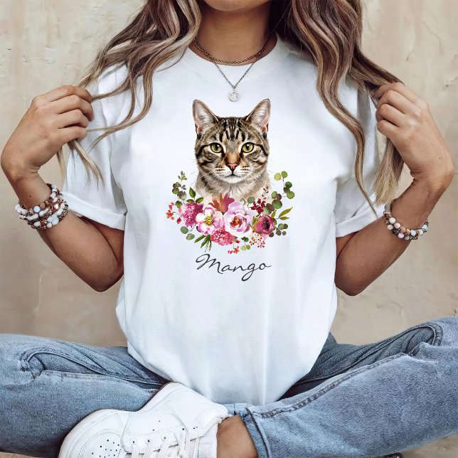 Camiseta Gato Tabby Aquarela (Criador carregado)