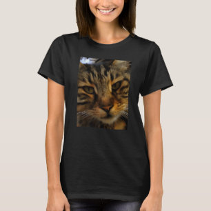 Camiseta Gato Tabby de Cabelo Comprido Retrato Artístico de