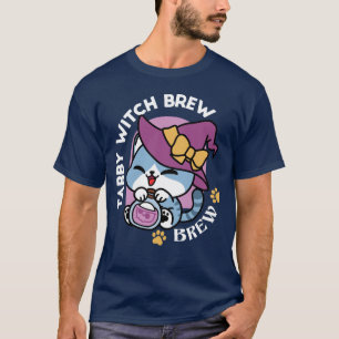 Camiseta Gato Tabby de Halloween – Chapéu de Bruxa e Arte d