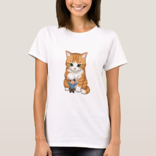 Camiseta Gato Tabby Laranja Gigante Gentilmente Acariciando