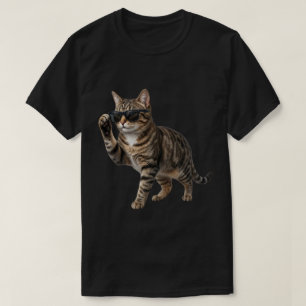 Camiseta Gato Tabby Legal Ajustando Óculos de Sol Arte