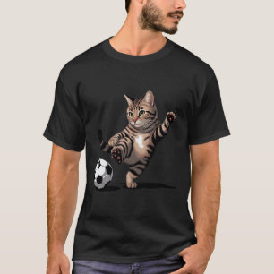 Camiseta Gato Tabby Listrado Chutando Futebol Ll Amor Por G