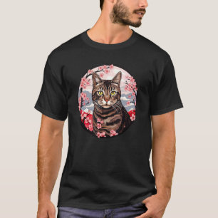 Camiseta Gato Tabby Marrom Flor de Cerejeira Animais Divert