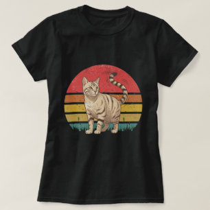 Camiseta Gato Tabby Pôr do Sol Retrô Arte Vintage