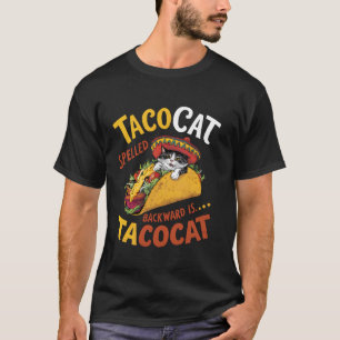 Camiseta Gato Taco Mexicano Engraçado, Tacocat Escrito ao C