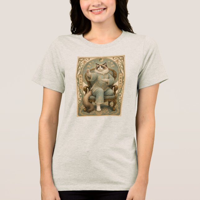 Camiseta Gato Tai Chi cadeira (Frente)