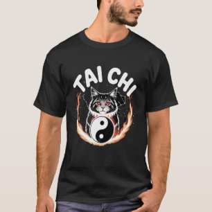Camiseta Gato Tai Chi Yin Yang Flor da Vida Artes Marciais