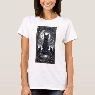 Camiseta Gato Tarot Carta da Lua Halloween Místico