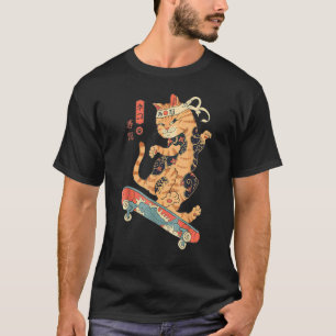 Camiseta Gato Tatuado de Skatana Skateboarding Ukiyo E Japo