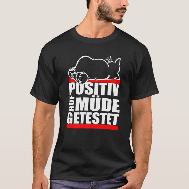Camiseta Gato Testado Positivo Para Sono Cansado (Frente)