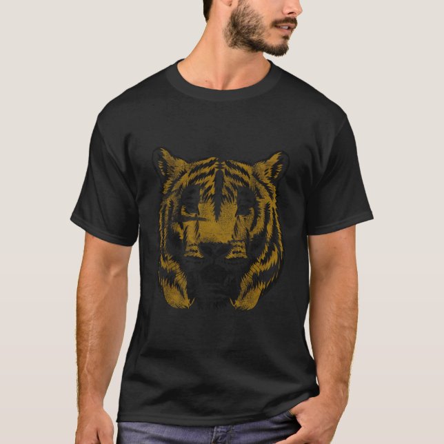 Camiseta Gato Tiger Face Tiger Head Selvagem (Frente)