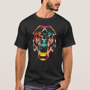 Camiseta Gato Tigre Animal Cabeça de Tigre Pintura Colorida