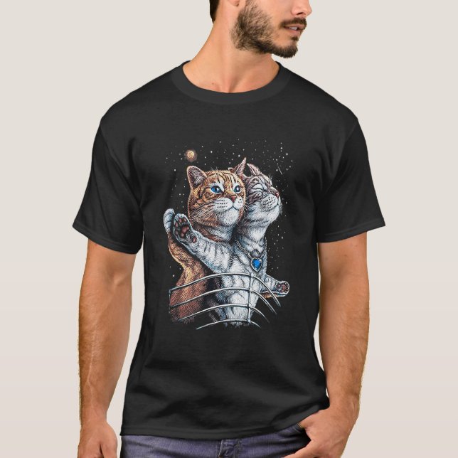 Camiseta Gato Titânico No Espaço Para Gato (Frente)