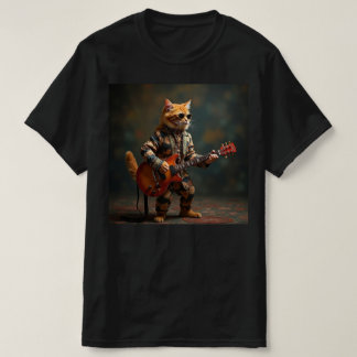 Camiseta Gato toca guitarra.