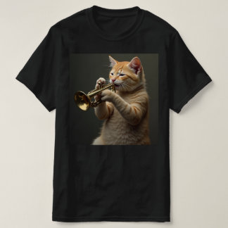 Camiseta Gato toca trompete.