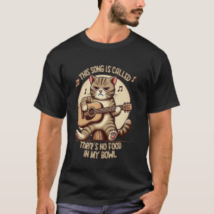 Camiseta Gato Toca Violão Música Sem Comida No Meu Prato