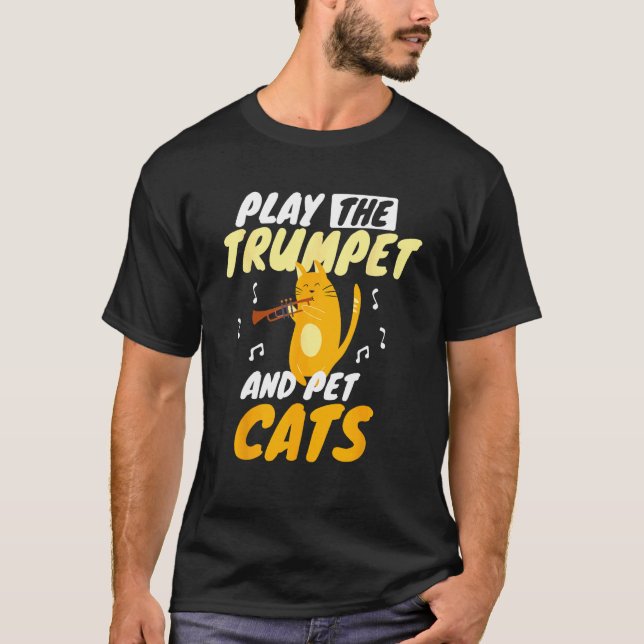 Camiseta Gato Tocador de Trombeta Tocador de Trompete Eu Ga (Frente)