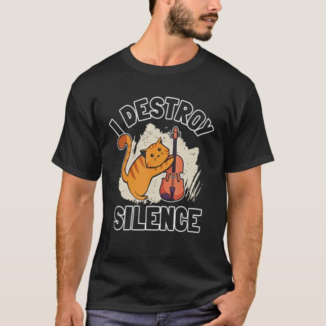 Camiseta Gato Tocador de Violino Violino (Frente)