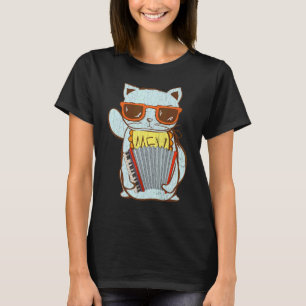Camiseta Gato Tocando Acordeão Gráfico de Tocador de Acord