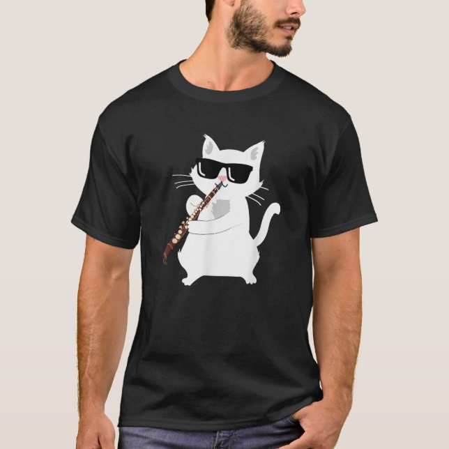 Camiseta Gato Tocando Clarinete  (Frente)