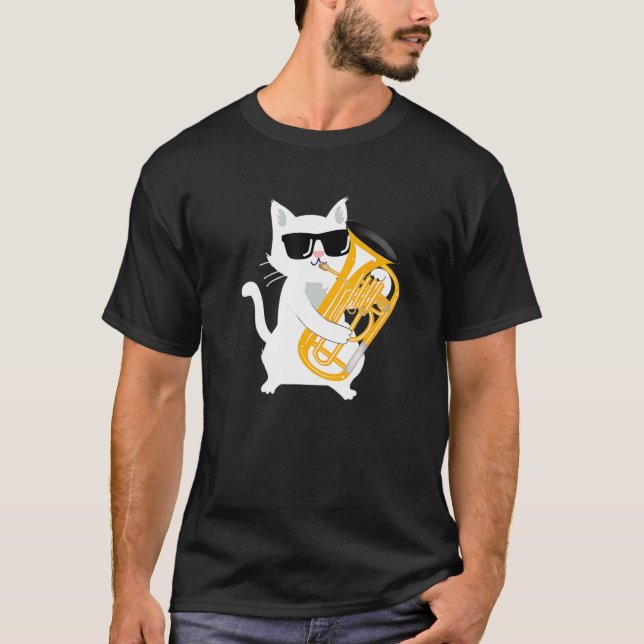 Camiseta Gato Tocando Eufônio (Frente)