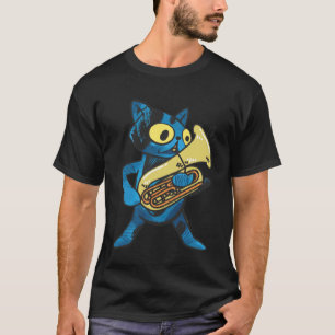 Camiseta Gato tocando Eufônio instrumento de sopro