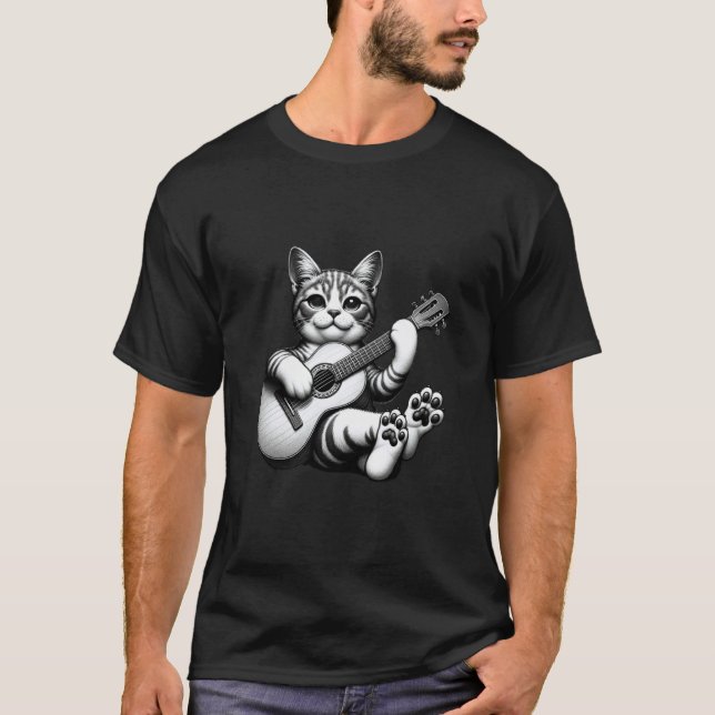 Camiseta Gato Tocando Guitarra (Frente)