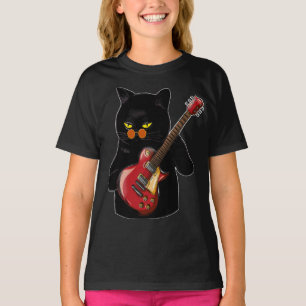 Camiseta Gato tocando guitarra acústica