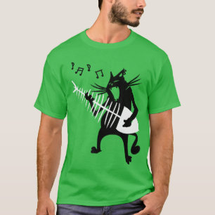 Camiseta Gato Tocando Guitarra Amante de Música Rock Roll N