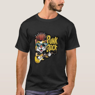 Camiseta Gato Tocando Guitarra Elétrica - Divertido Retro V