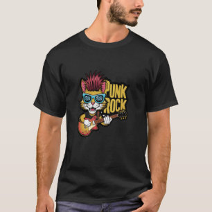 Camiseta Gato Tocando Guitarra Elétrica - Divertido Retro V