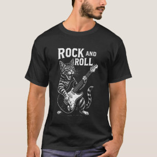 Camiseta Gato Tocando Guitarra Rock and Roll Amante da Músi