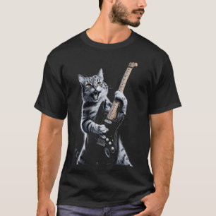 Camiseta Gato tocando guitarra Rock Star Rock and Roll Fest